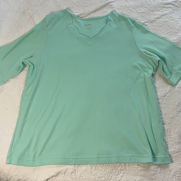 Blair Tops - Blair Scalloped Neck 3/4 Sleeve Top Size XL light green tee women's